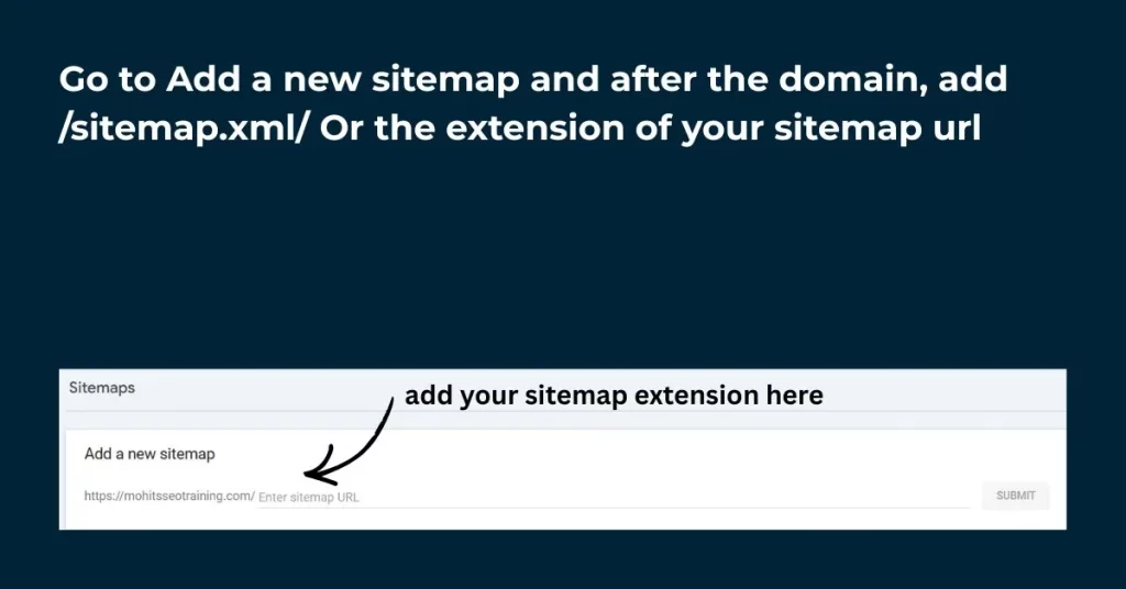 step 4 to add sitemap url in google search console